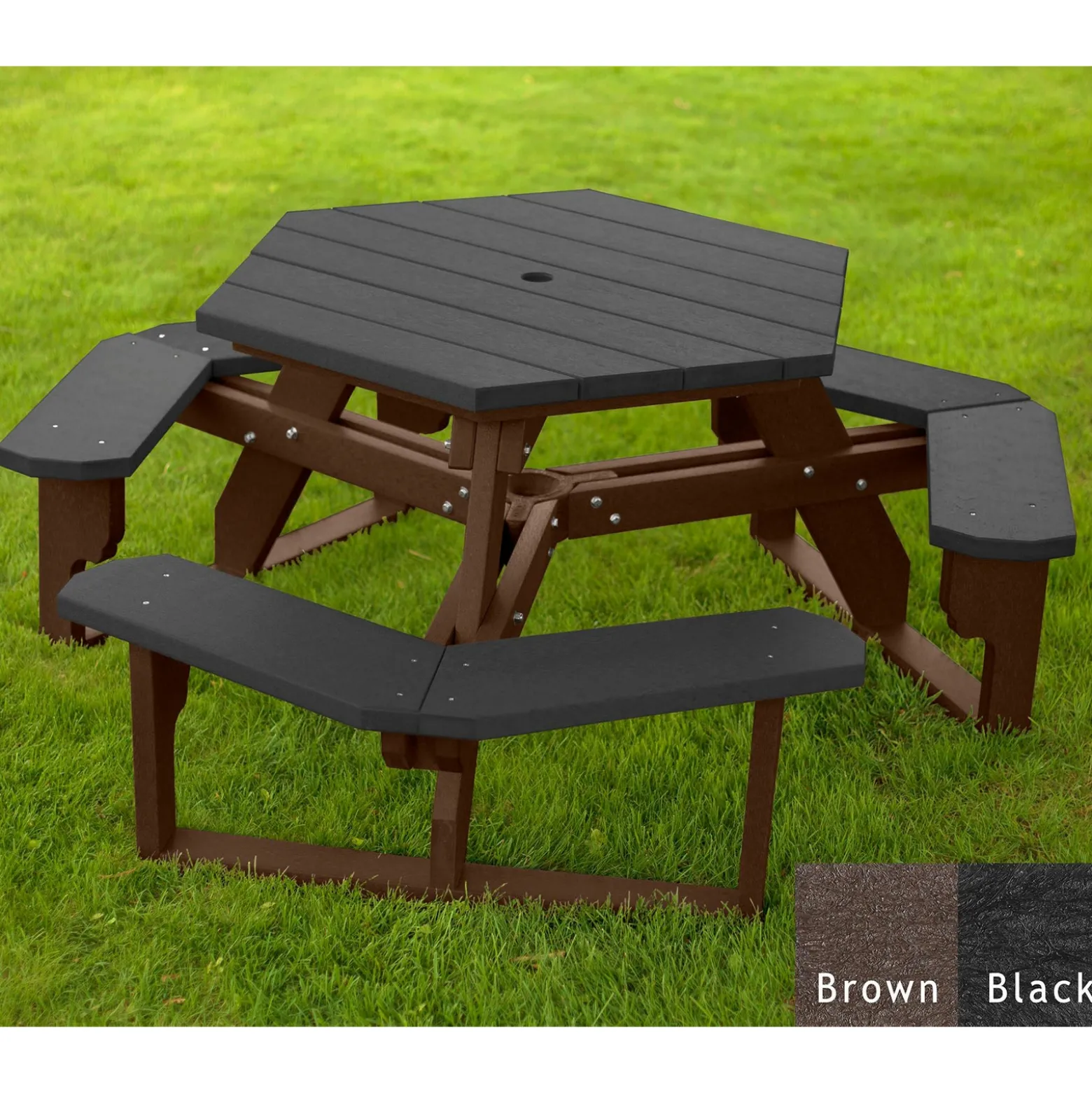 Recycled Plastic Standard Open Hexagonal Picnic Table