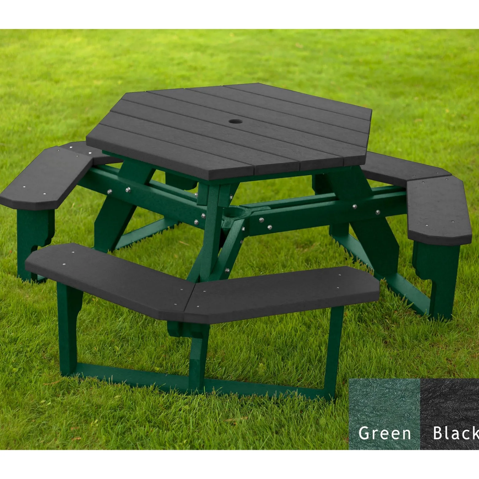 Recycled Plastic Standard Open Hexagonal Picnic Table