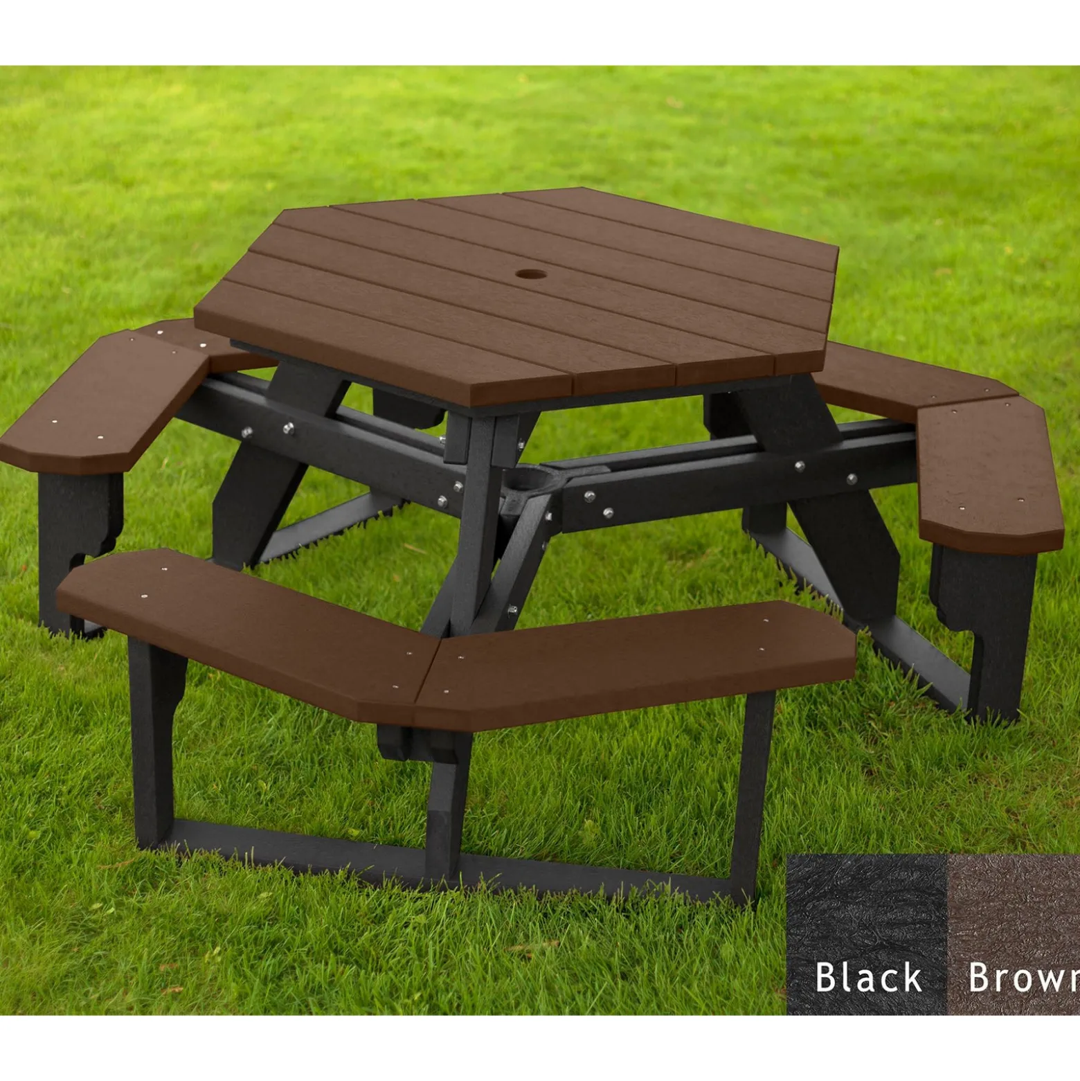 Recycled Plastic Standard Open Hexagonal Picnic Table