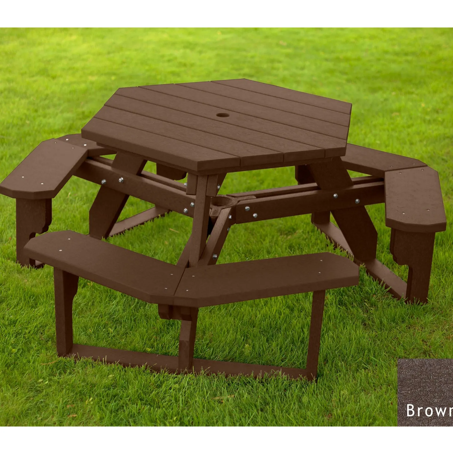 Recycled Plastic Standard Open Hexagonal Picnic Table