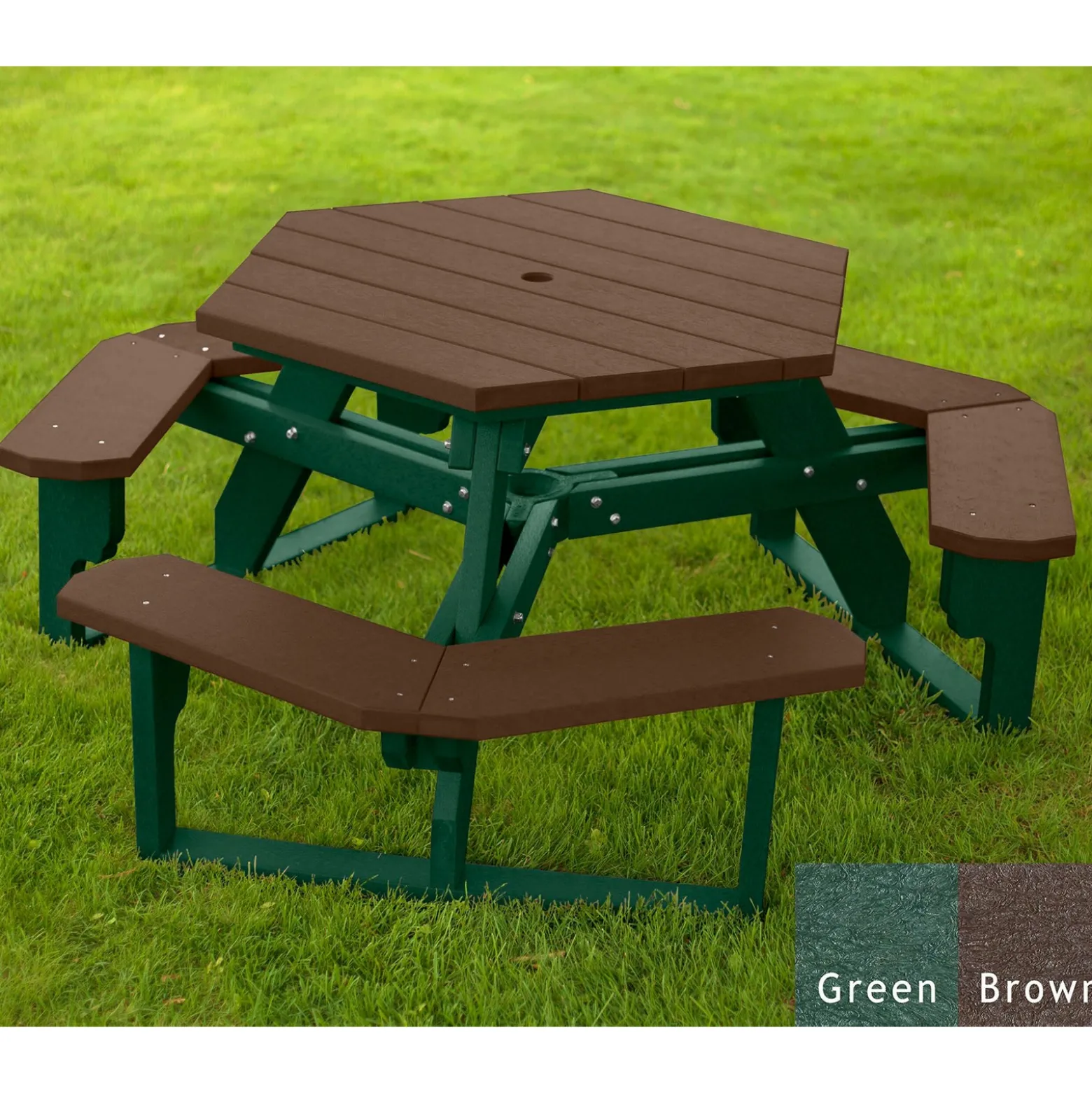 Recycled Plastic Standard Open Hexagonal Picnic Table