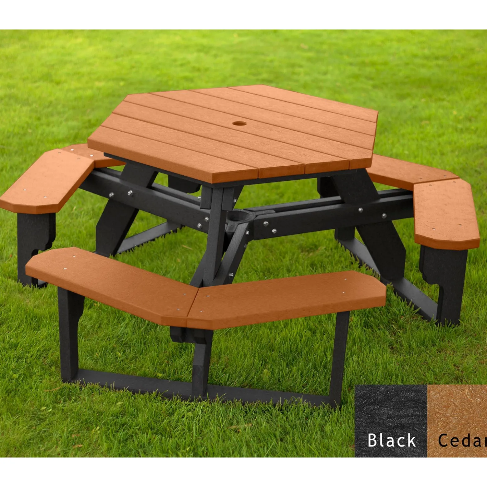 Recycled Plastic Standard Open Hexagonal Picnic Table