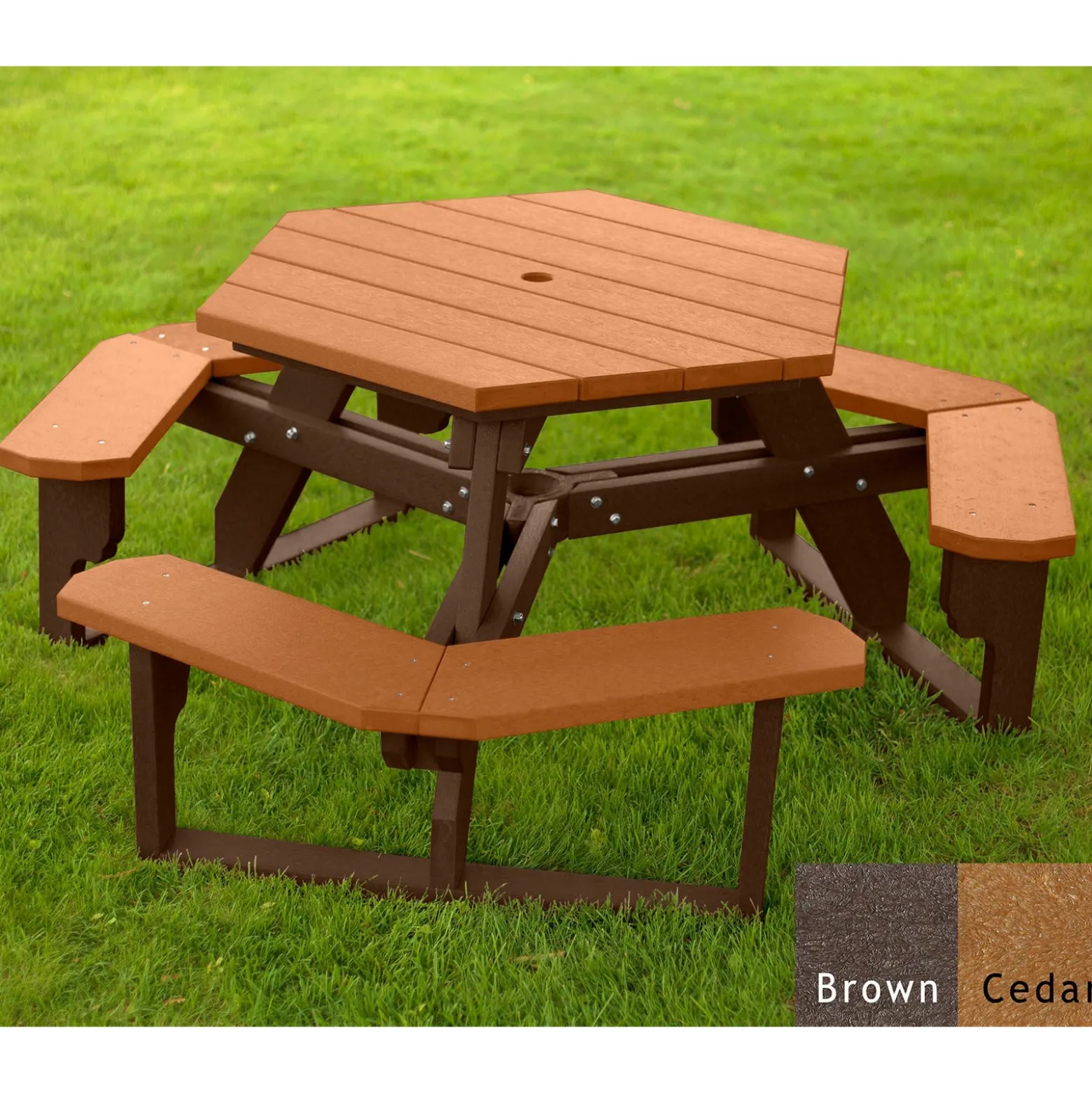 Recycled Plastic Standard Open Hexagonal Picnic Table