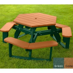 Recycled Plastic Standard Open Hexagonal Picnic Table