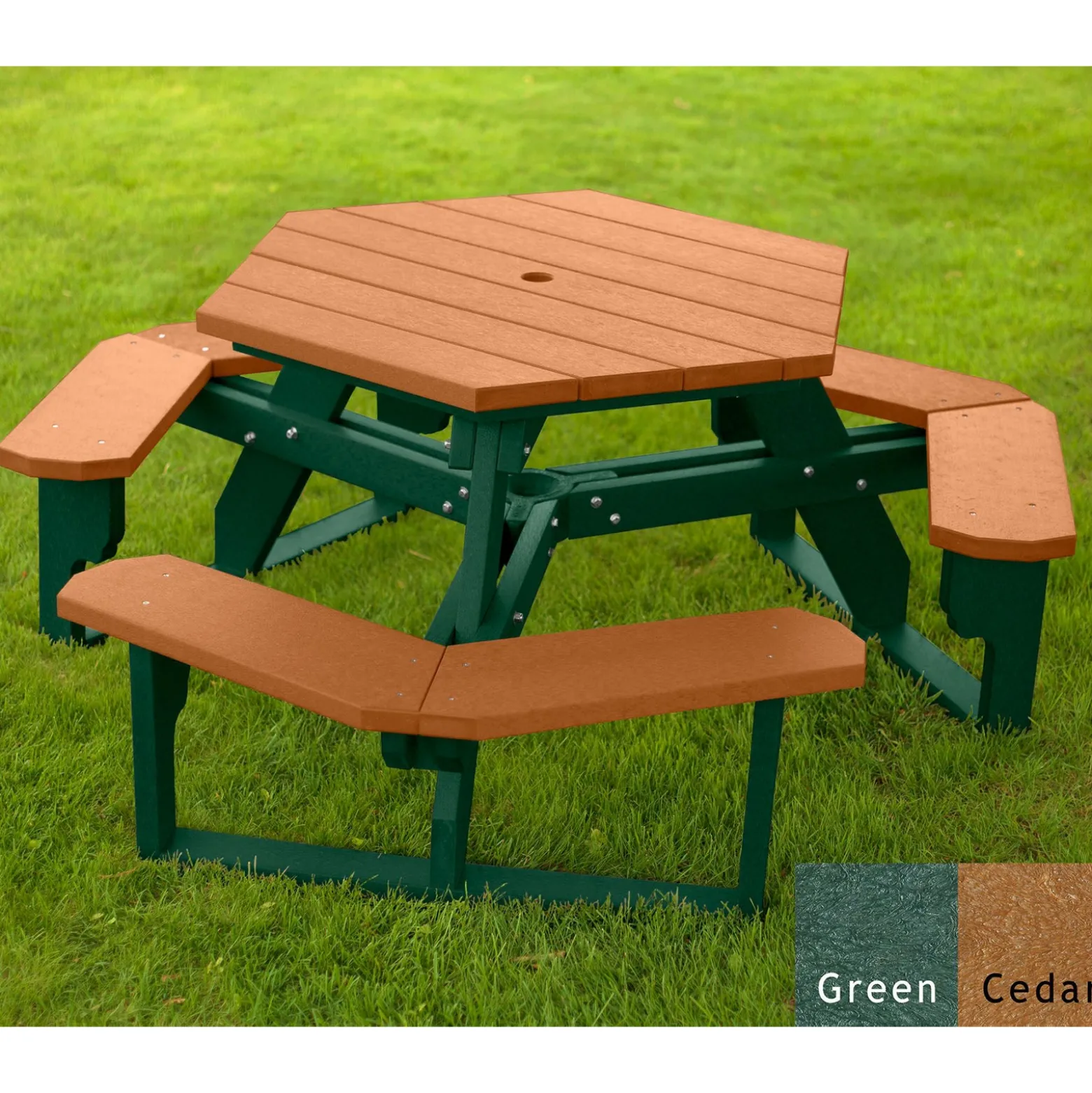 Recycled Plastic Standard Open Hexagonal Picnic Table