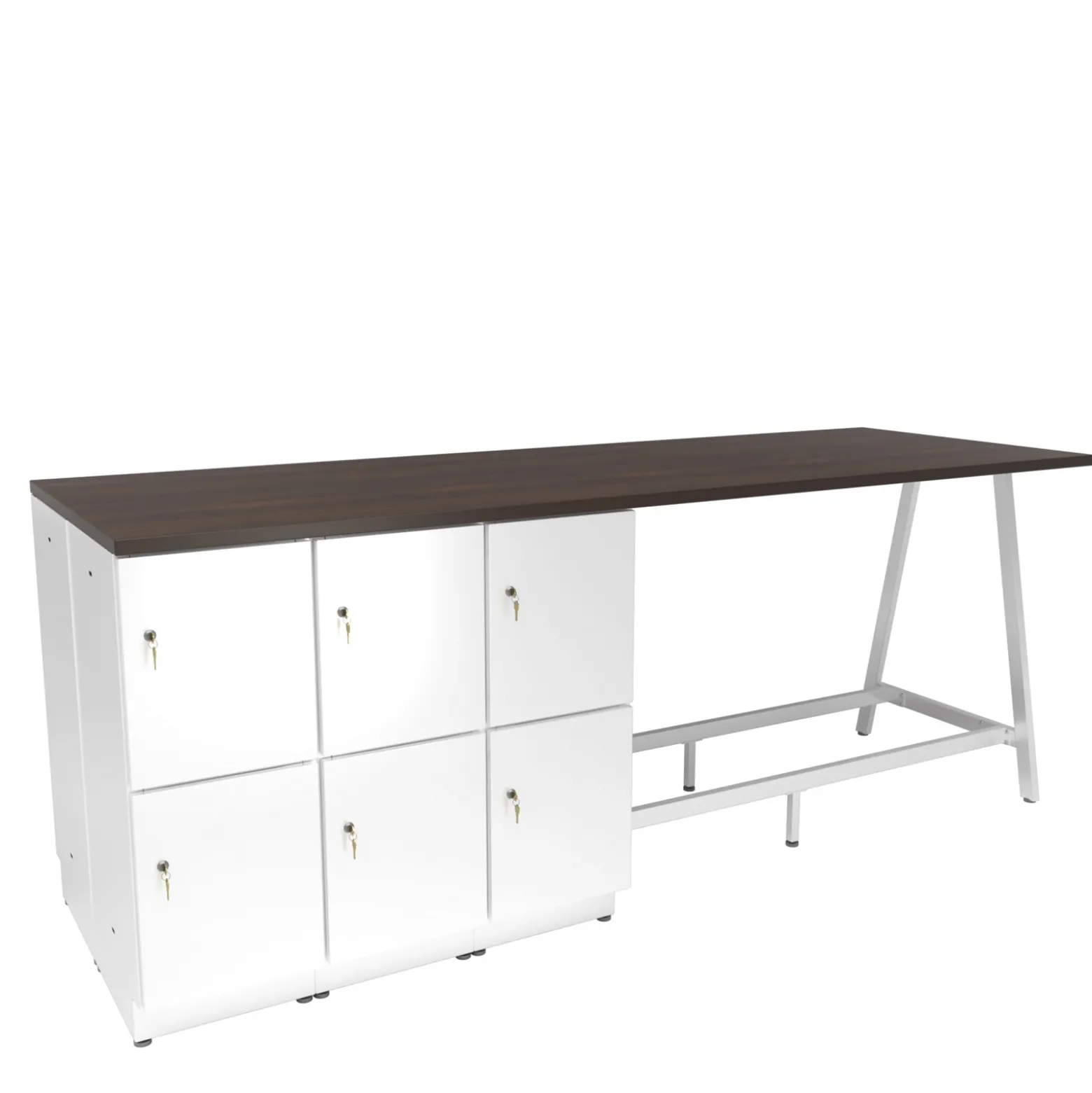 Resi Bistro-Height Collaboration Table, 12 Lockers – 75”W