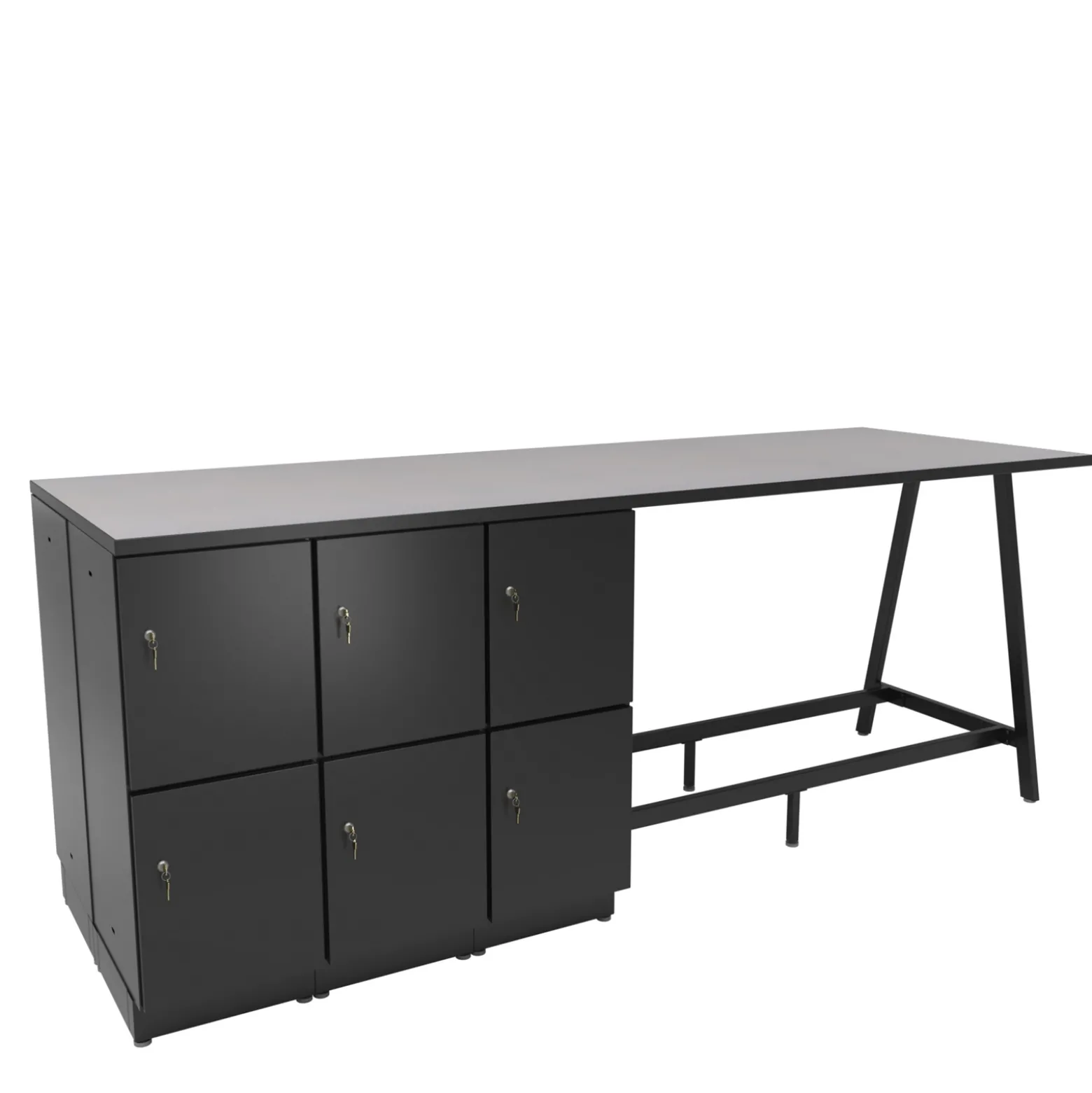 Resi Bistro-Height Collaboration Table, 12 Lockers – 75”W