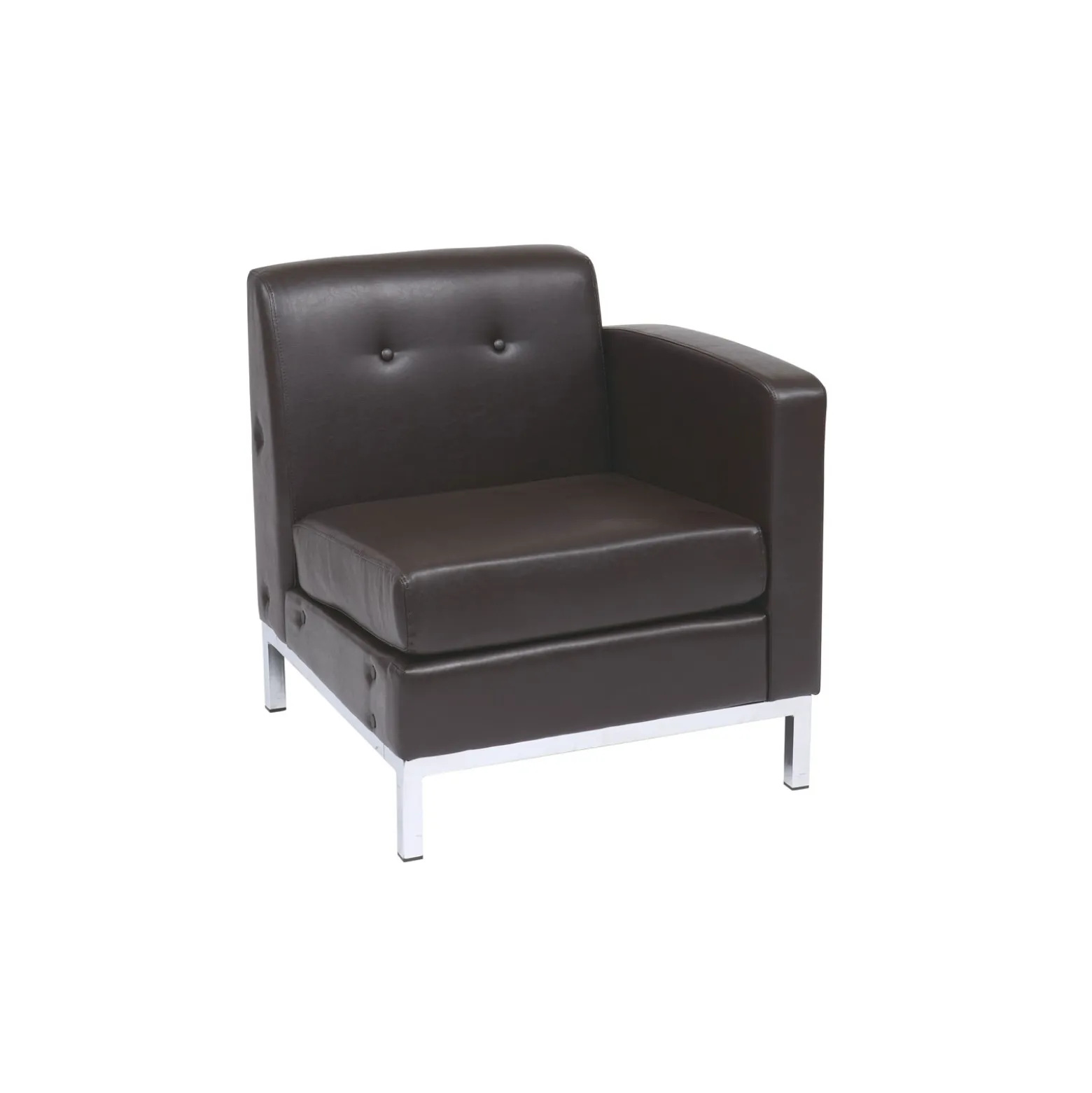 Right Facing Single Arm Faux Leather Chair for Sectional