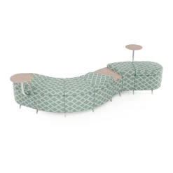 Ripple Modular Serpentine Bench with 3 Tables