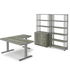 Rivet 60" Adjustable-Height L-Shaped Desk Office Set