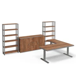 Rivet 71" Adjustable-Height L-Shaped Desk Office Set
