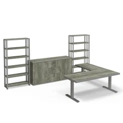 Rivet 71" Adjustable-Height L-Shaped Desk Office Set