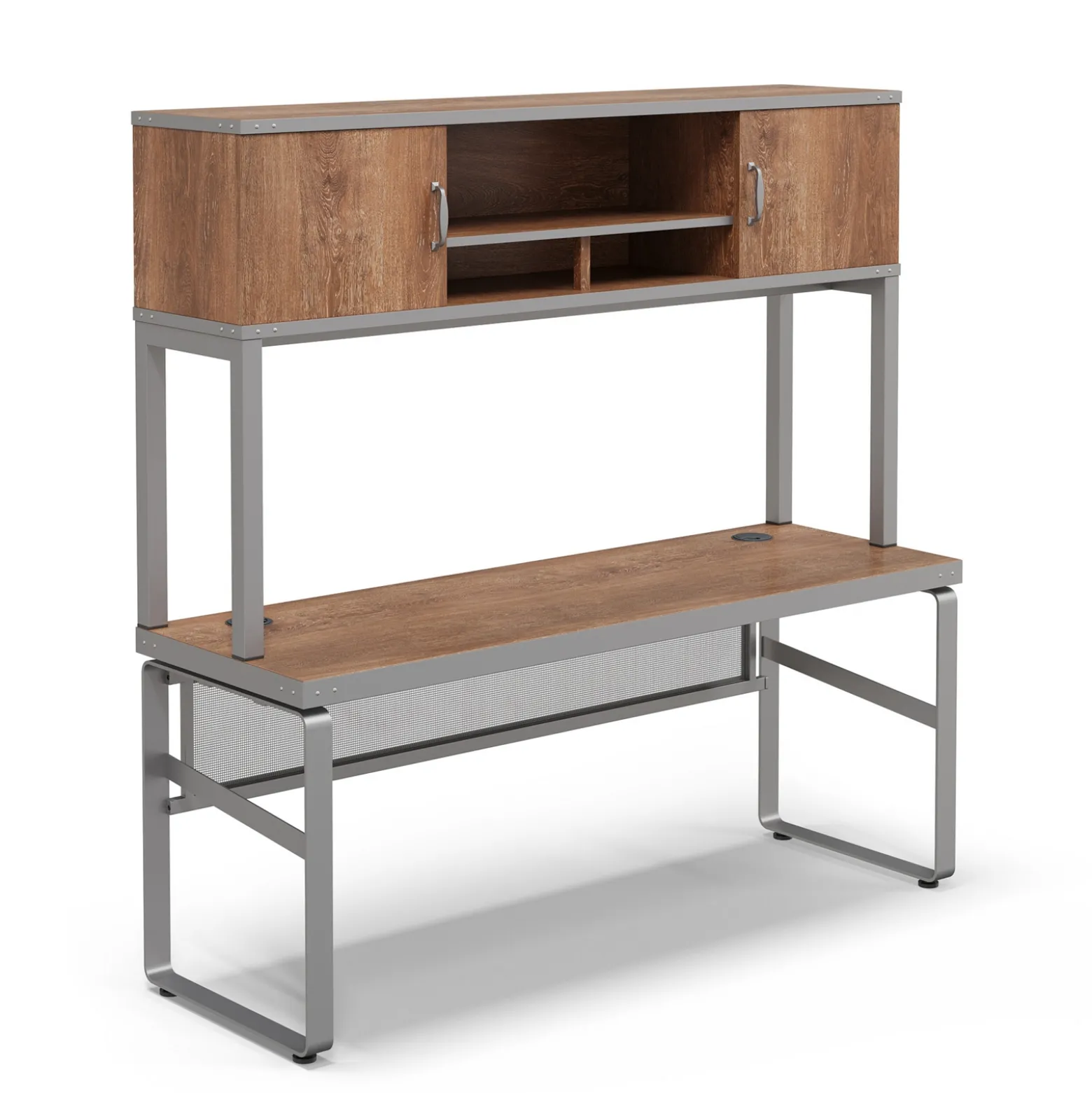 Rivet 71" Credenza Desk with Hutch – 71"Wx24"D