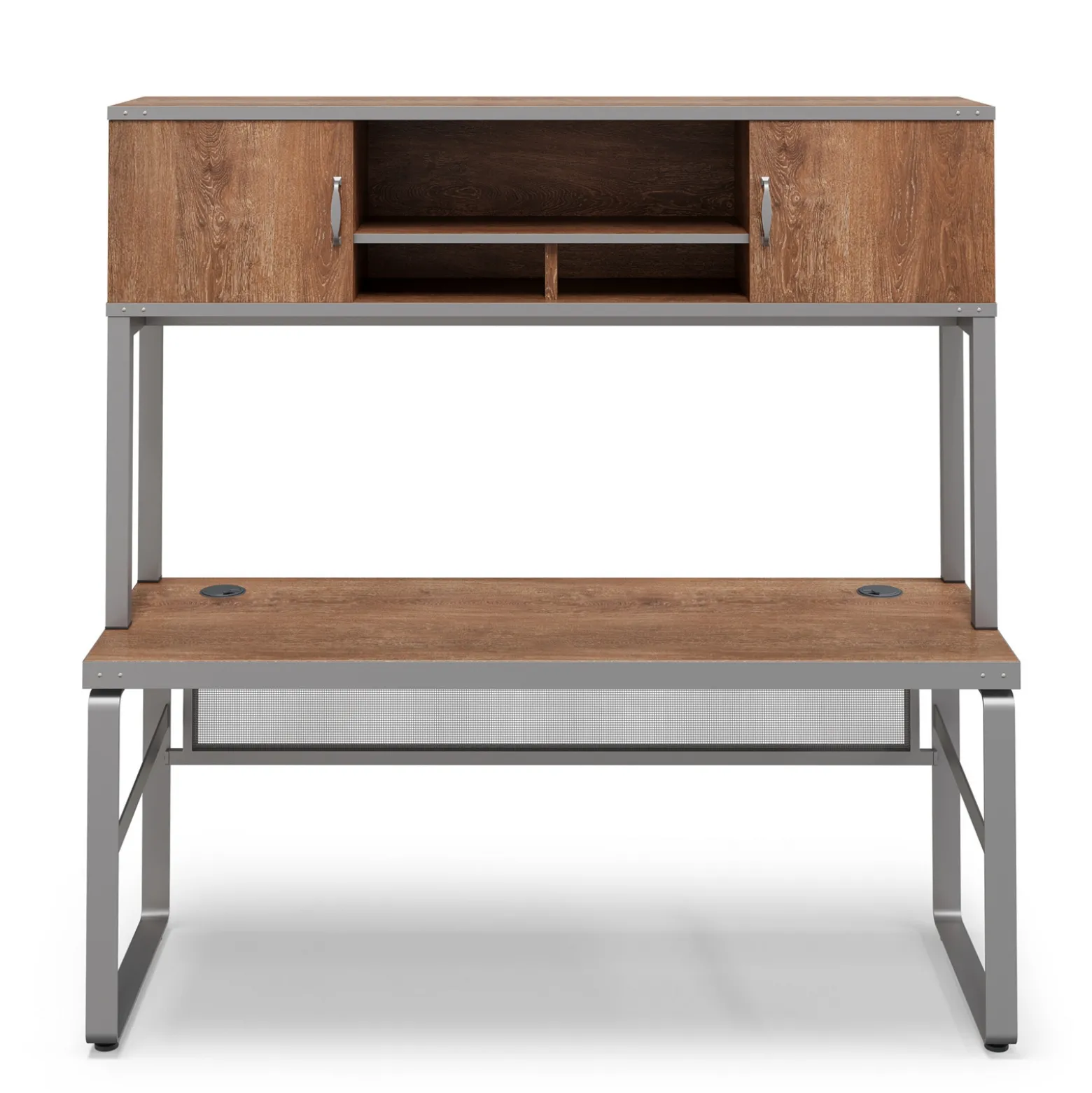 Rivet 71" Credenza Desk with Hutch – 71"Wx24"D