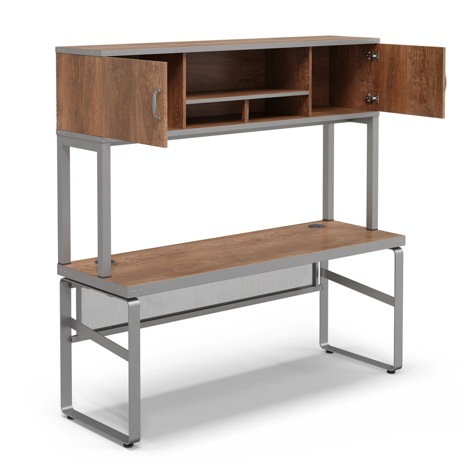 Rivet 71" Credenza Desk with Hutch – 71"Wx24"D