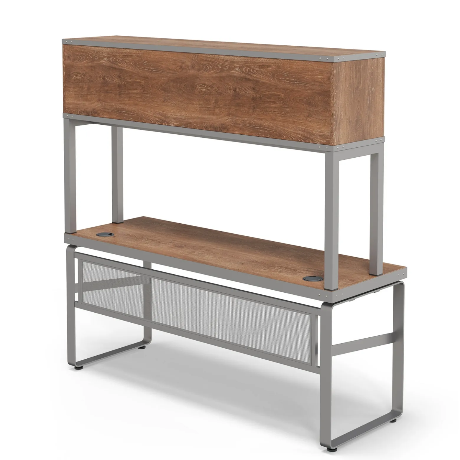 Rivet 71" Credenza Desk with Hutch – 71"Wx24"D
