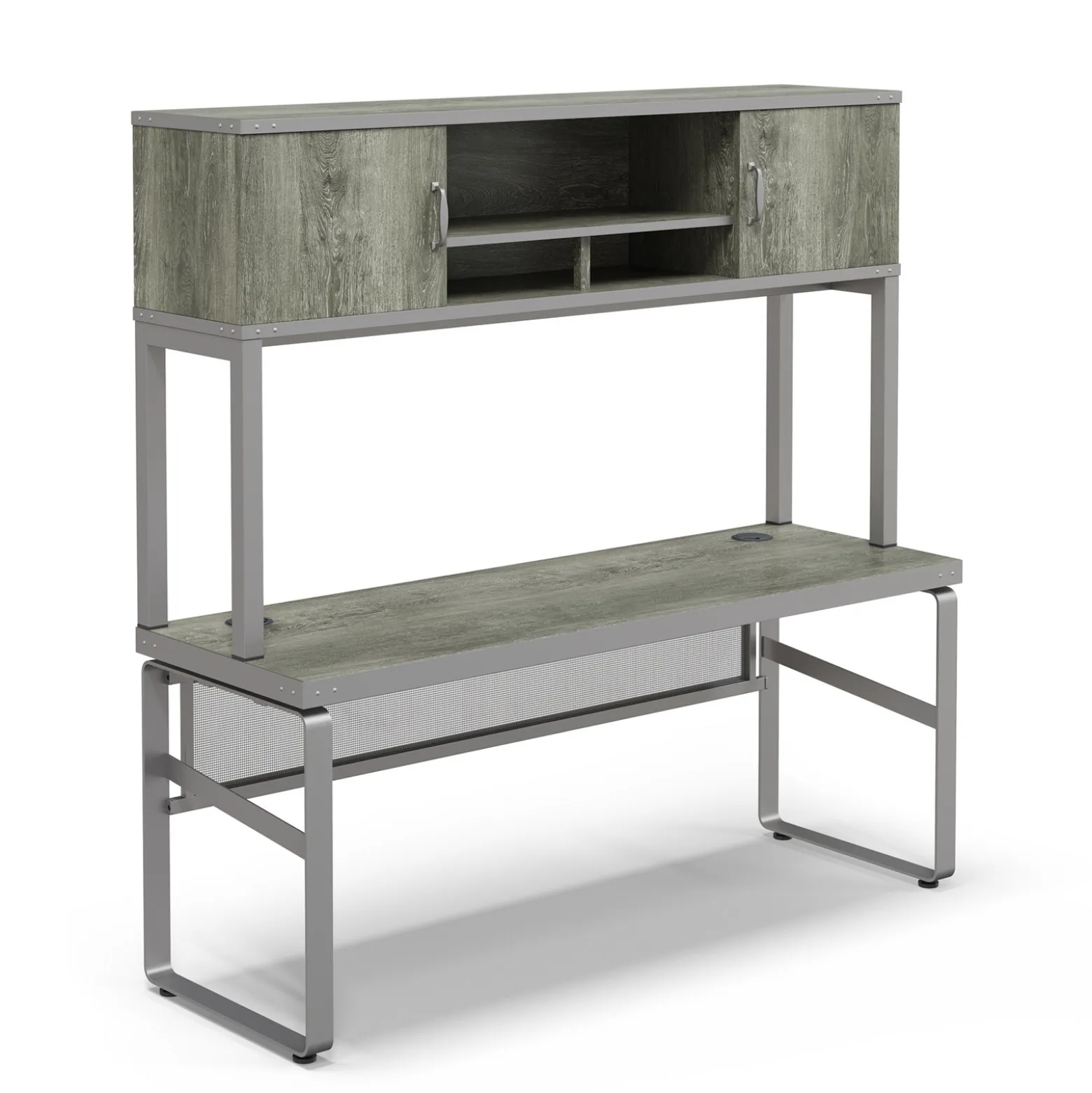 Rivet 71" Credenza Desk with Hutch – 71"Wx24"D