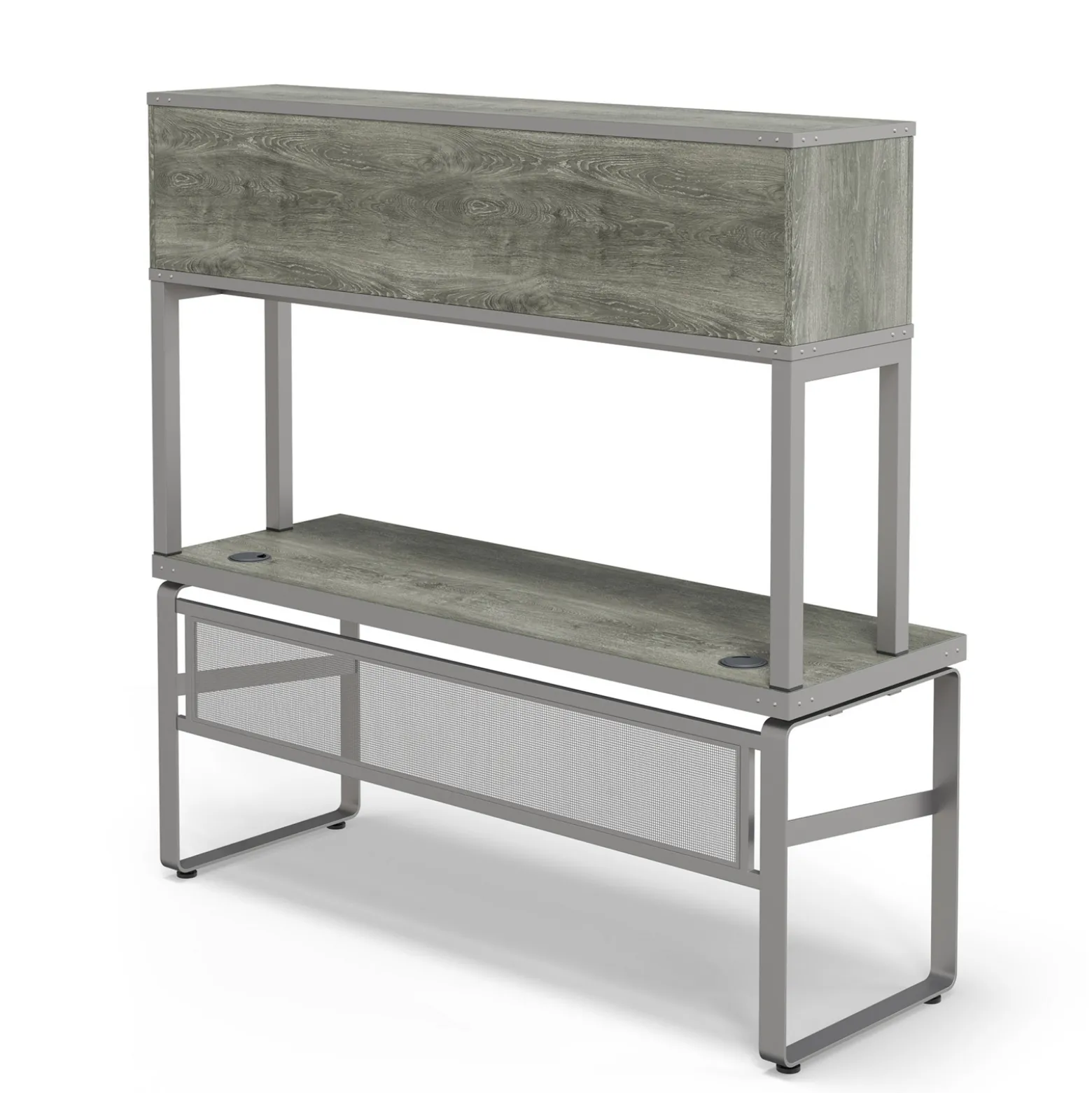 Rivet 71" Credenza Desk with Hutch – 71"Wx24"D