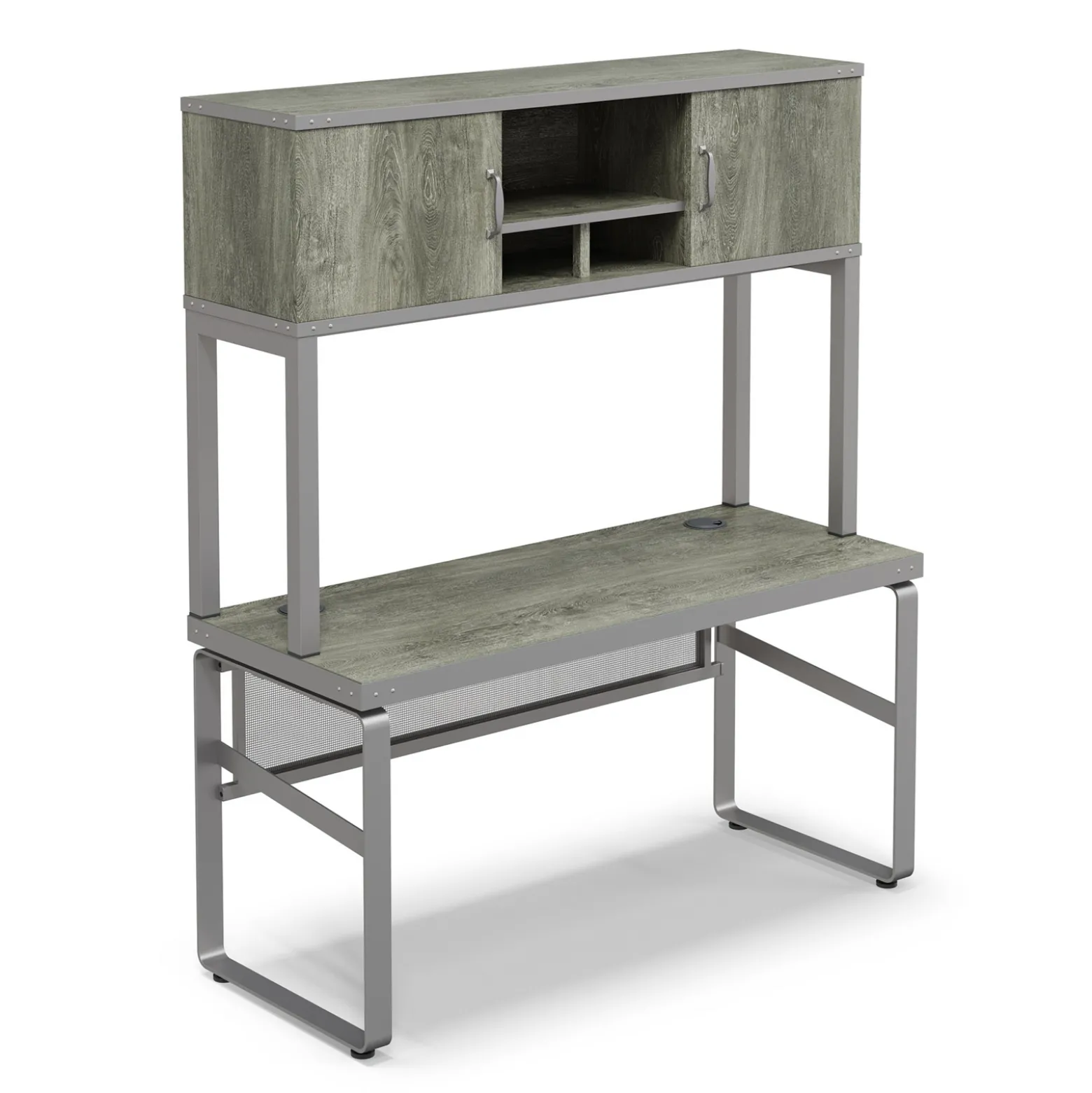 Rivet 59" Credenza Desk with Hutch – 59"Wx24"D