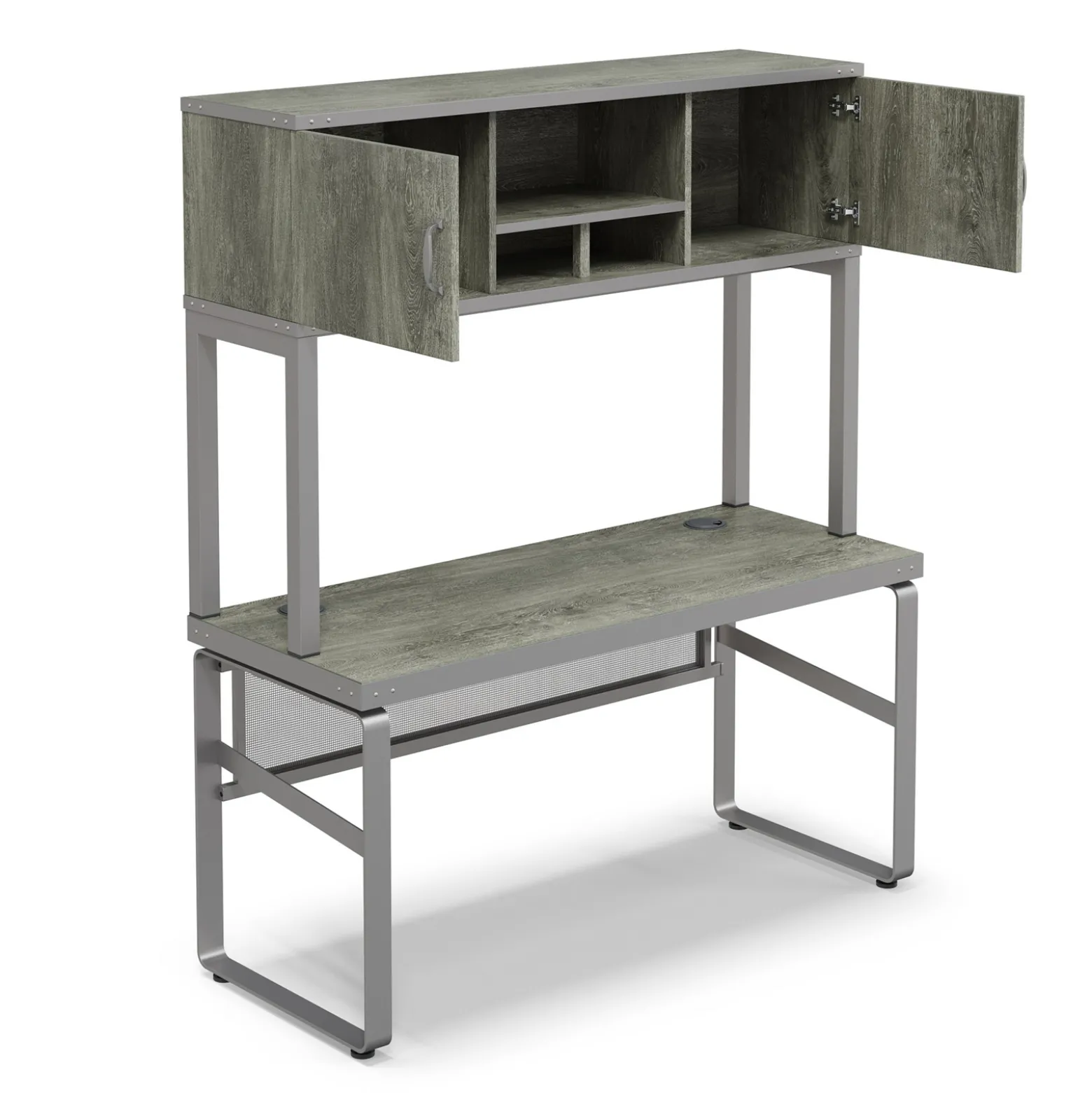 Rivet 59" Credenza Desk with Hutch – 59"Wx24"D