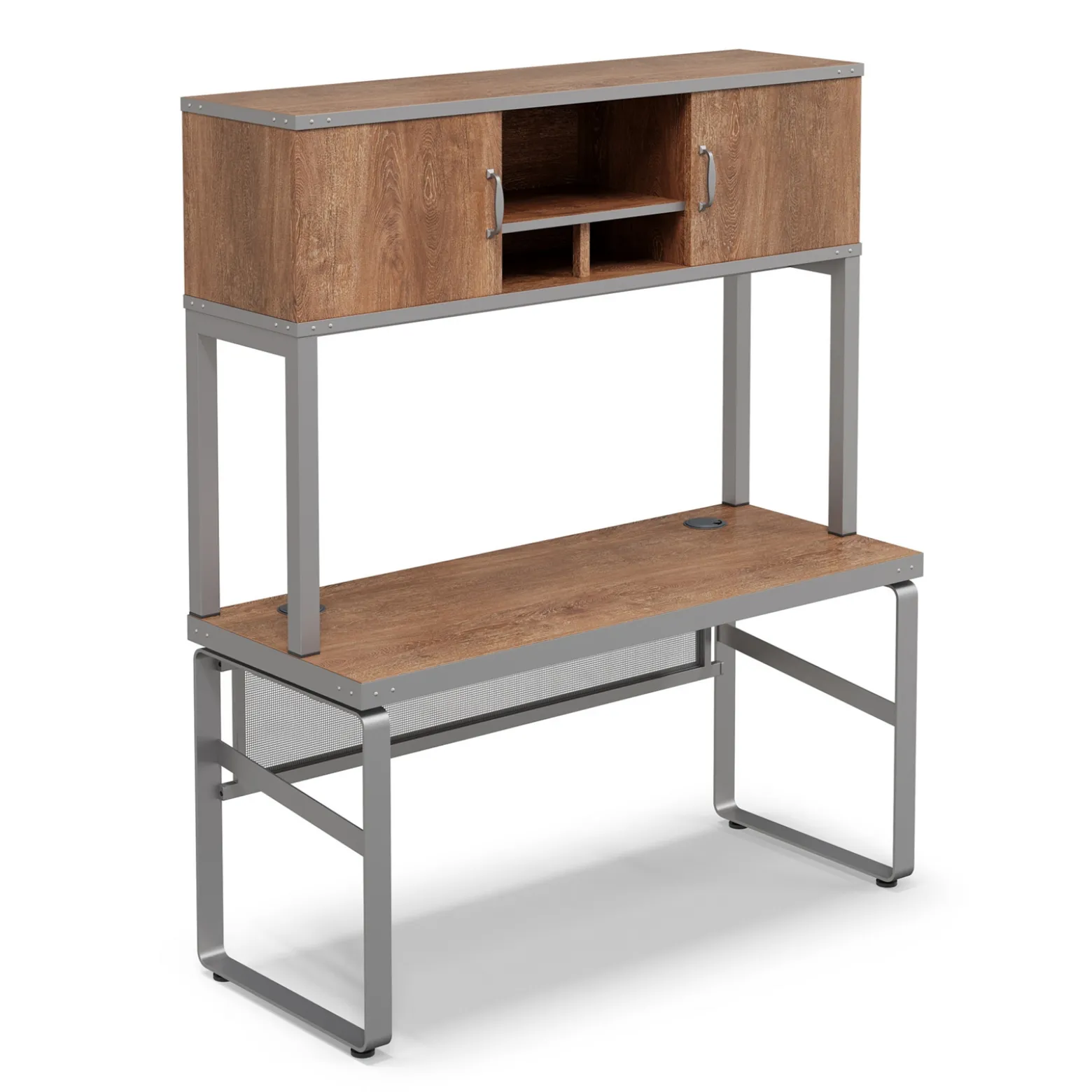 Rivet 59" Credenza Desk with Hutch – 59"Wx24"D