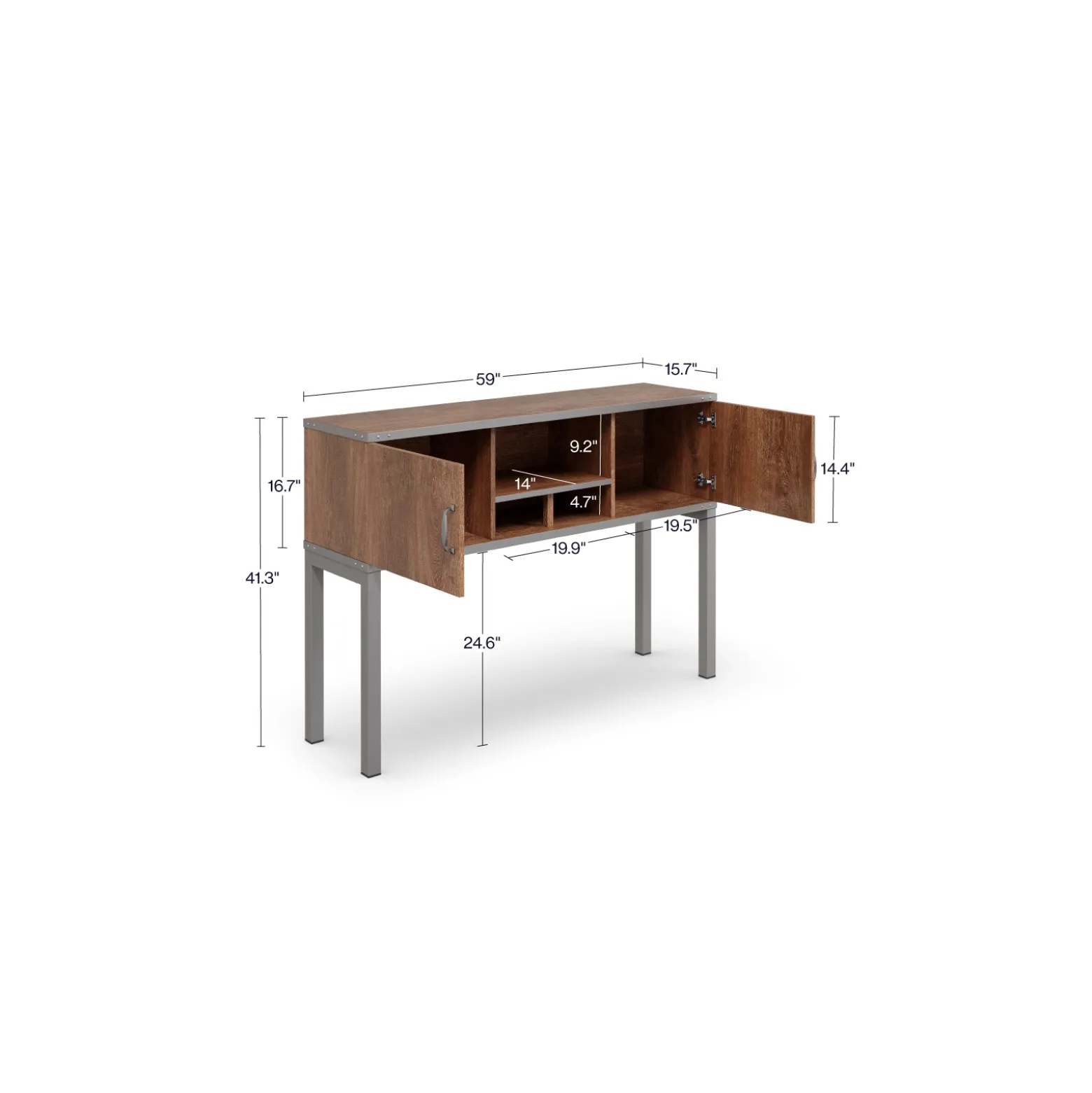 Rivet 59” Hutch – 59"W x16"D