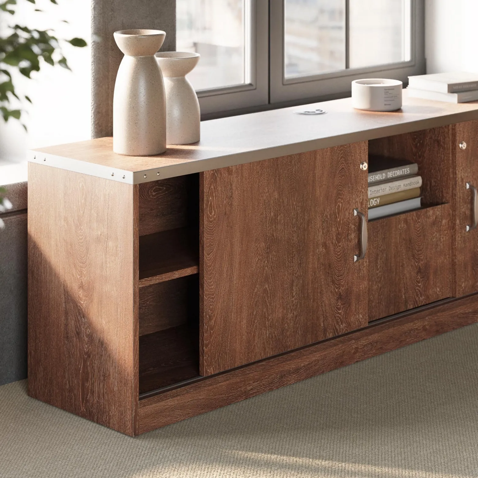 Rivet 71” Low Credenza – 71"Wx16"D