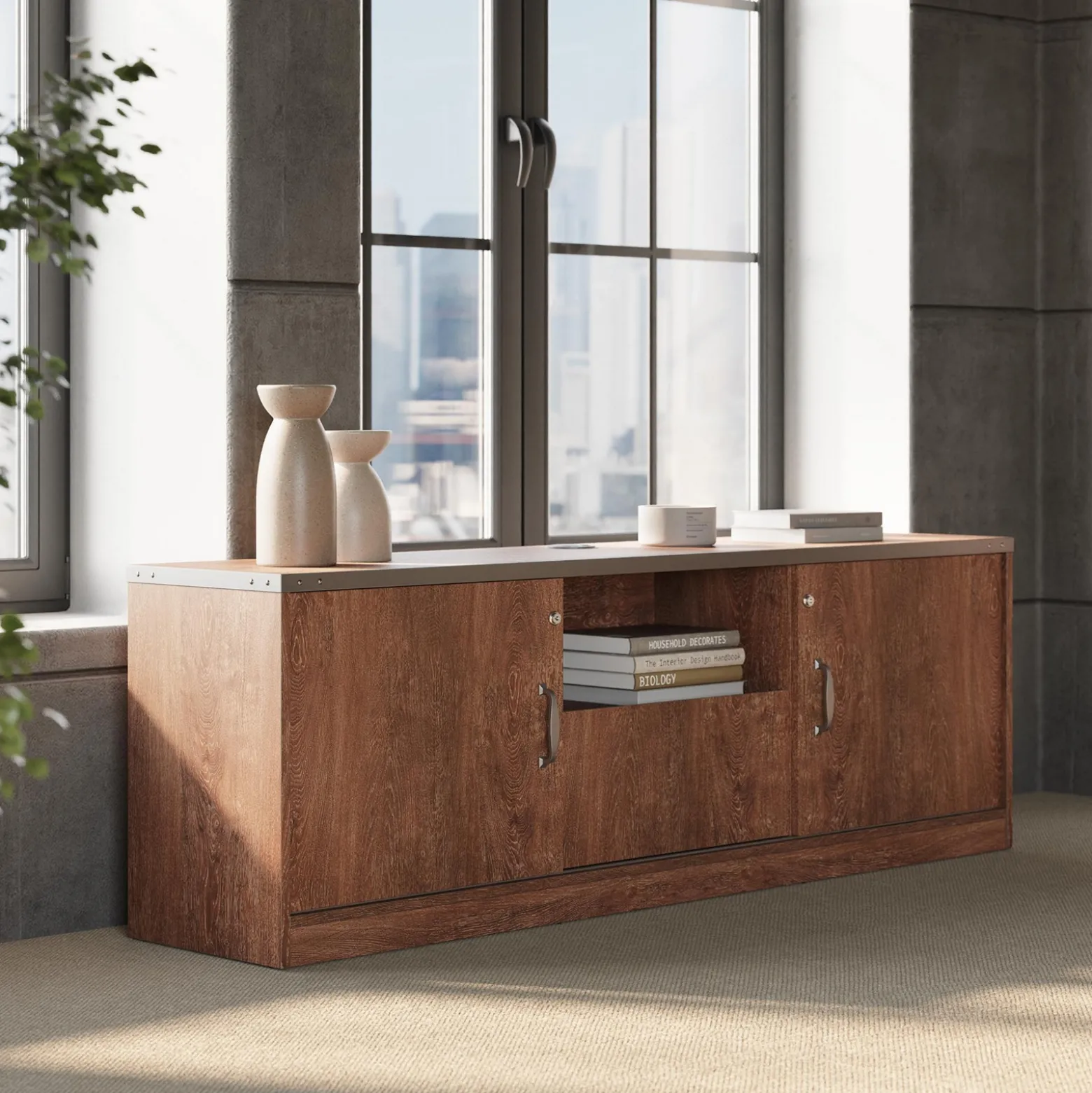 Rivet 71” Low Credenza – 71"Wx16"D