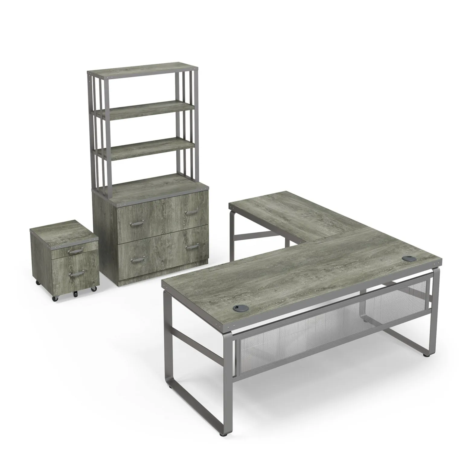 Rivet 71" L-Shaped Desk Office Set