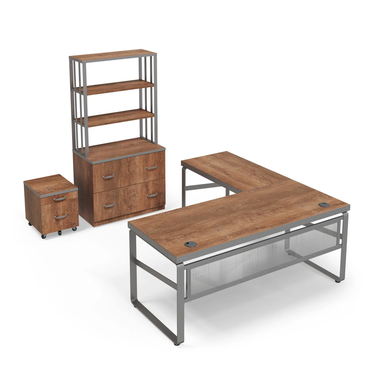 Rivet 71" L-Shaped Desk Office Set