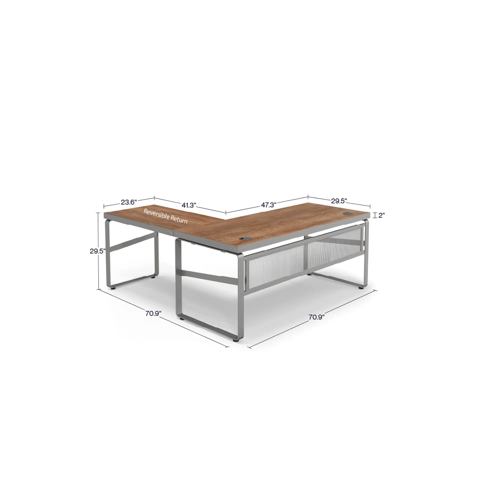 Rivet 71" L-Shaped Writing Desk – 71"Wx71"D