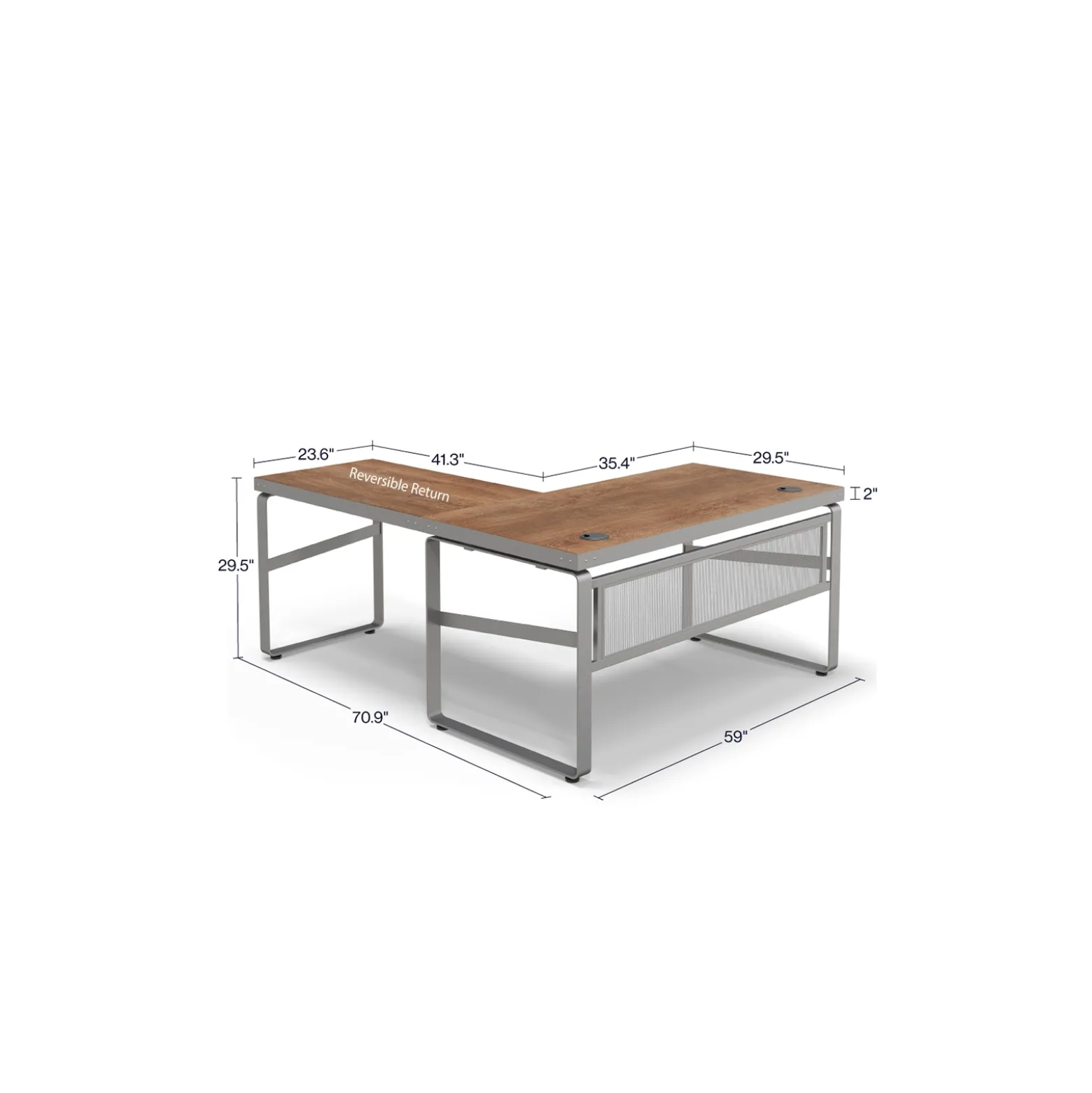 Rivet 59" L-Shaped Writing Desk – 59"Wx71"D