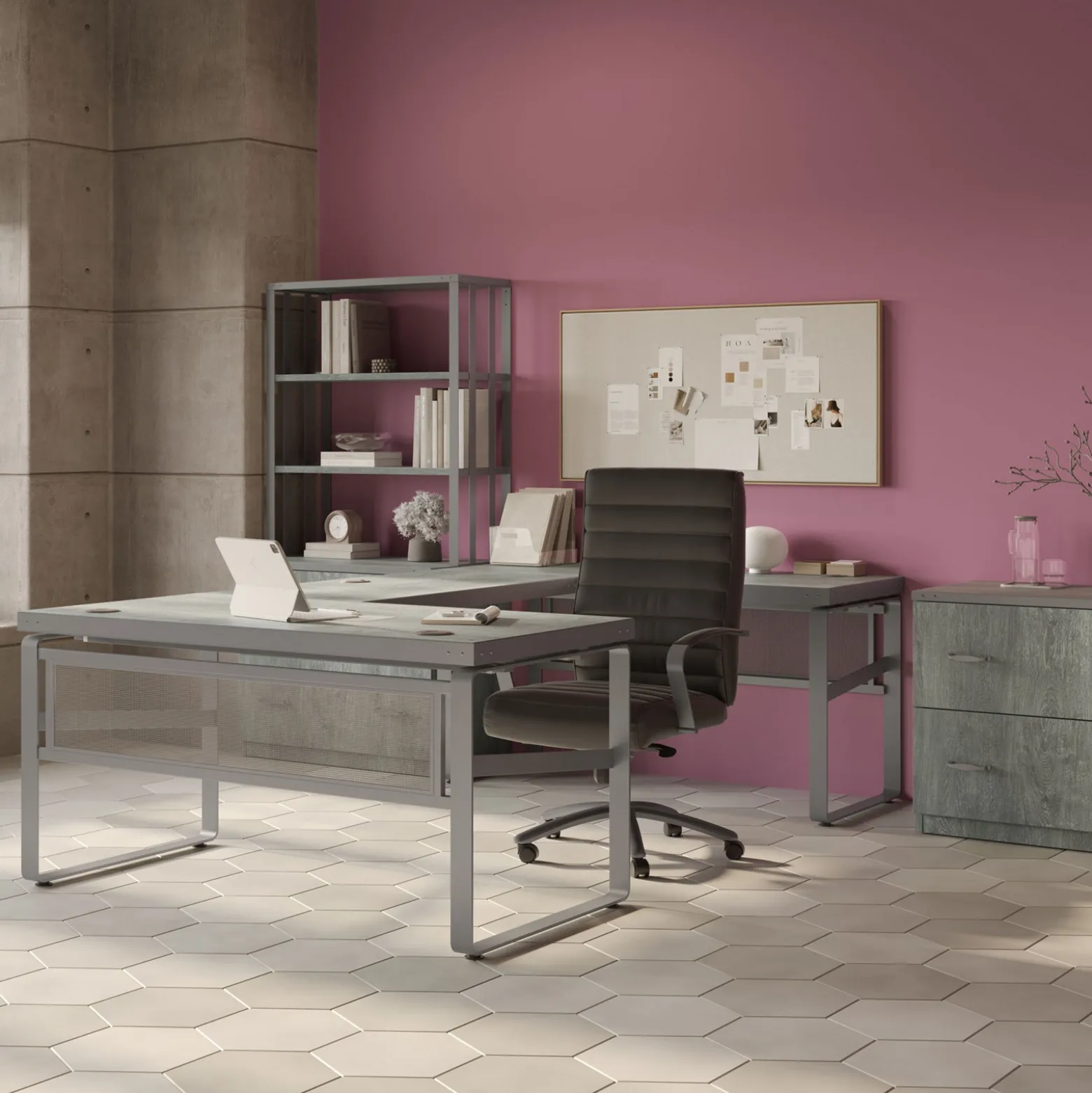 Rivet 59" U-Shaped Desk – 59"Wx101"D
