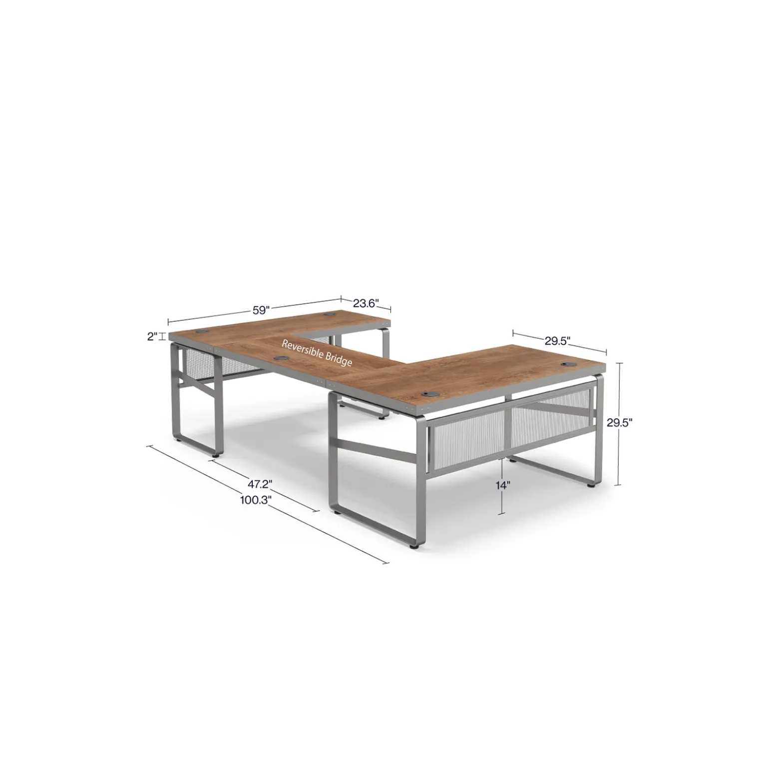 Rivet 59" U-Shaped Desk – 59"Wx101"D
