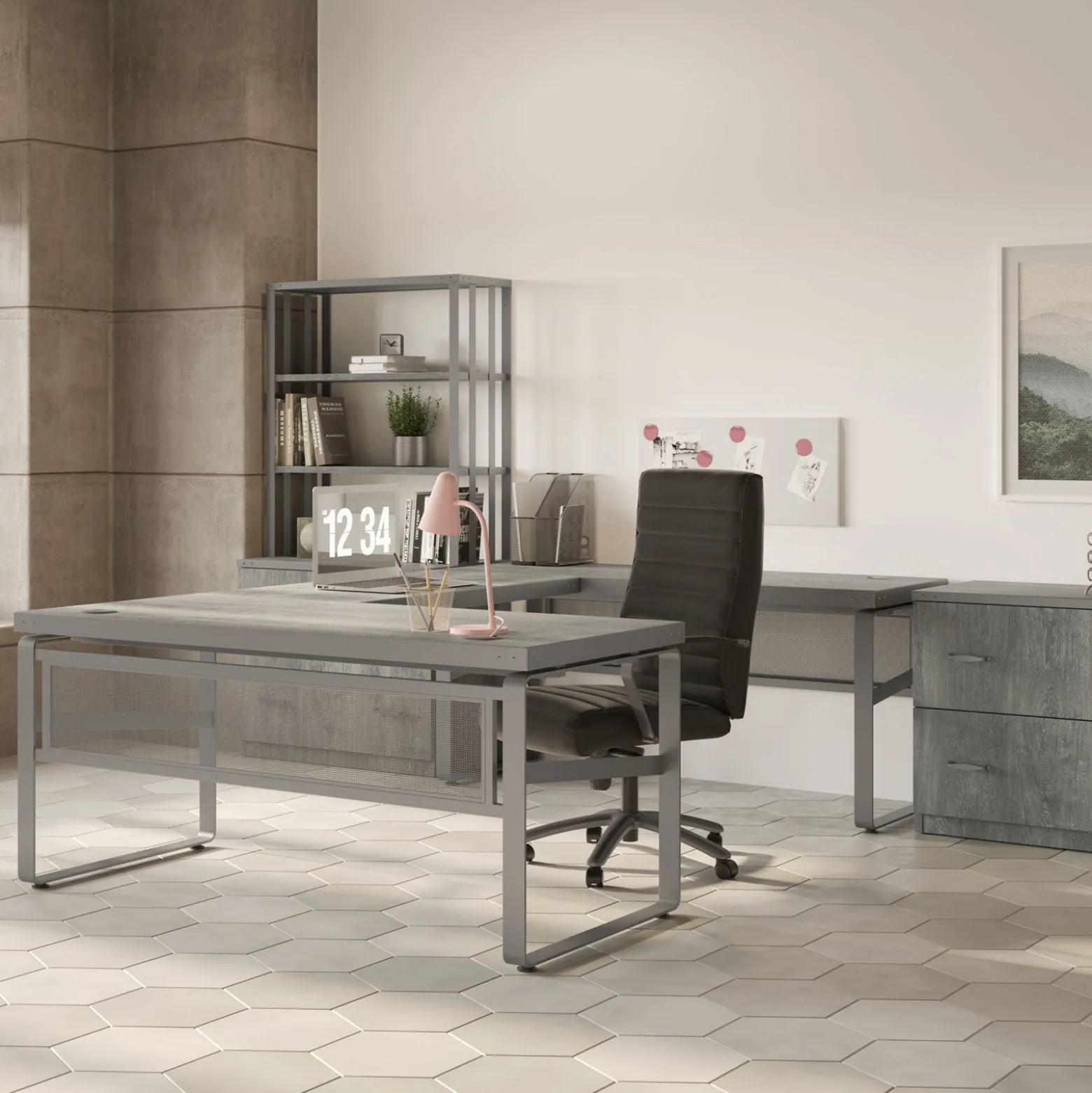 Rivet 65" U-Shaped Desk – 65"Wx101"D