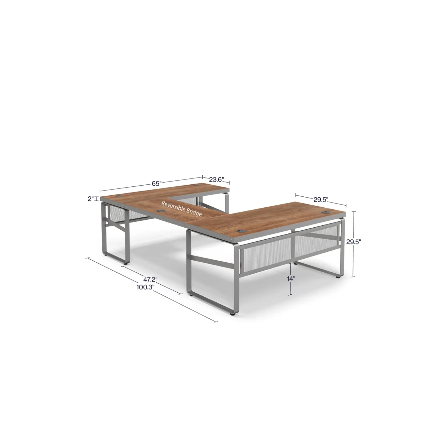 Rivet 65" U-Shaped Desk – 65"Wx101"D