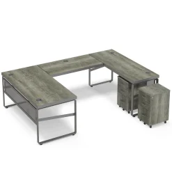 Rivet 65" U-Shaped Desk Office Set
