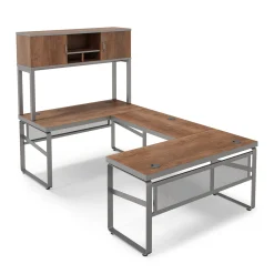 Rivet 59" U-Shaped Desk with Hutch Set