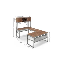Rivet 59" U-Shaped Desk with Hutch Set