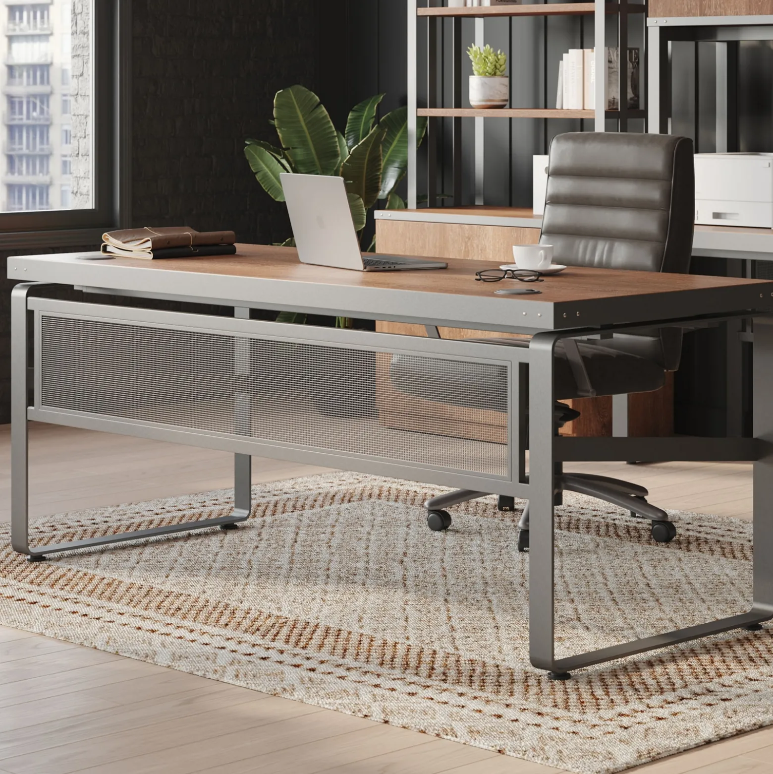 Rivet 71” Writing Desk – 71"Wx30"D