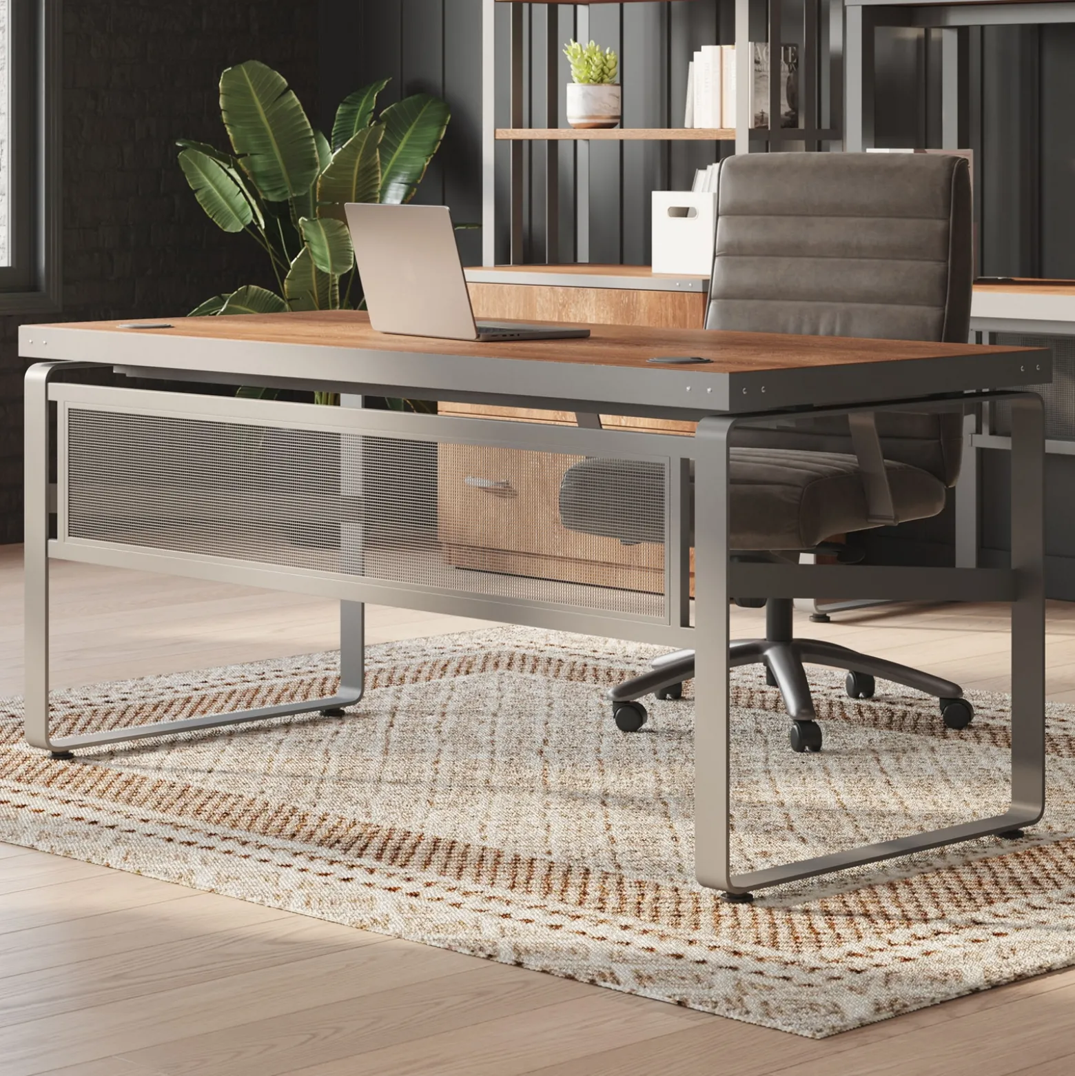 Rivet 65” Writing Desk – 65"Wx30"D
