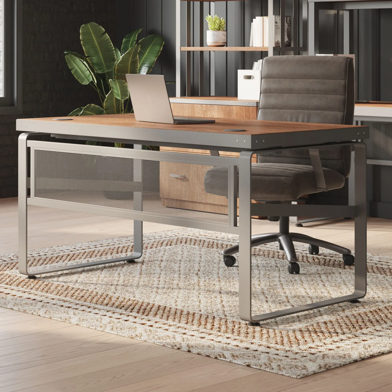 Rivet 59” Writing Desk – 59"Wx30"D