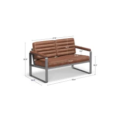 Rivet Faux Leather 2 Seat Loveseat
