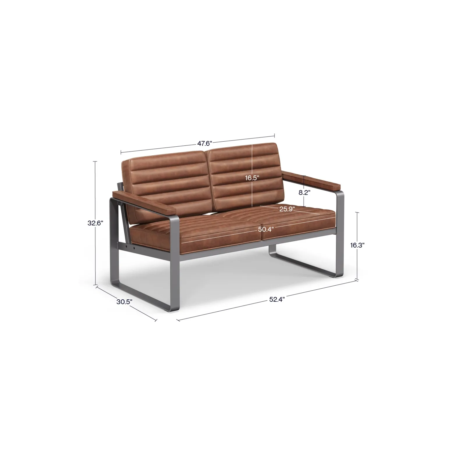 Rivet Faux Leather 2 Seat Loveseat