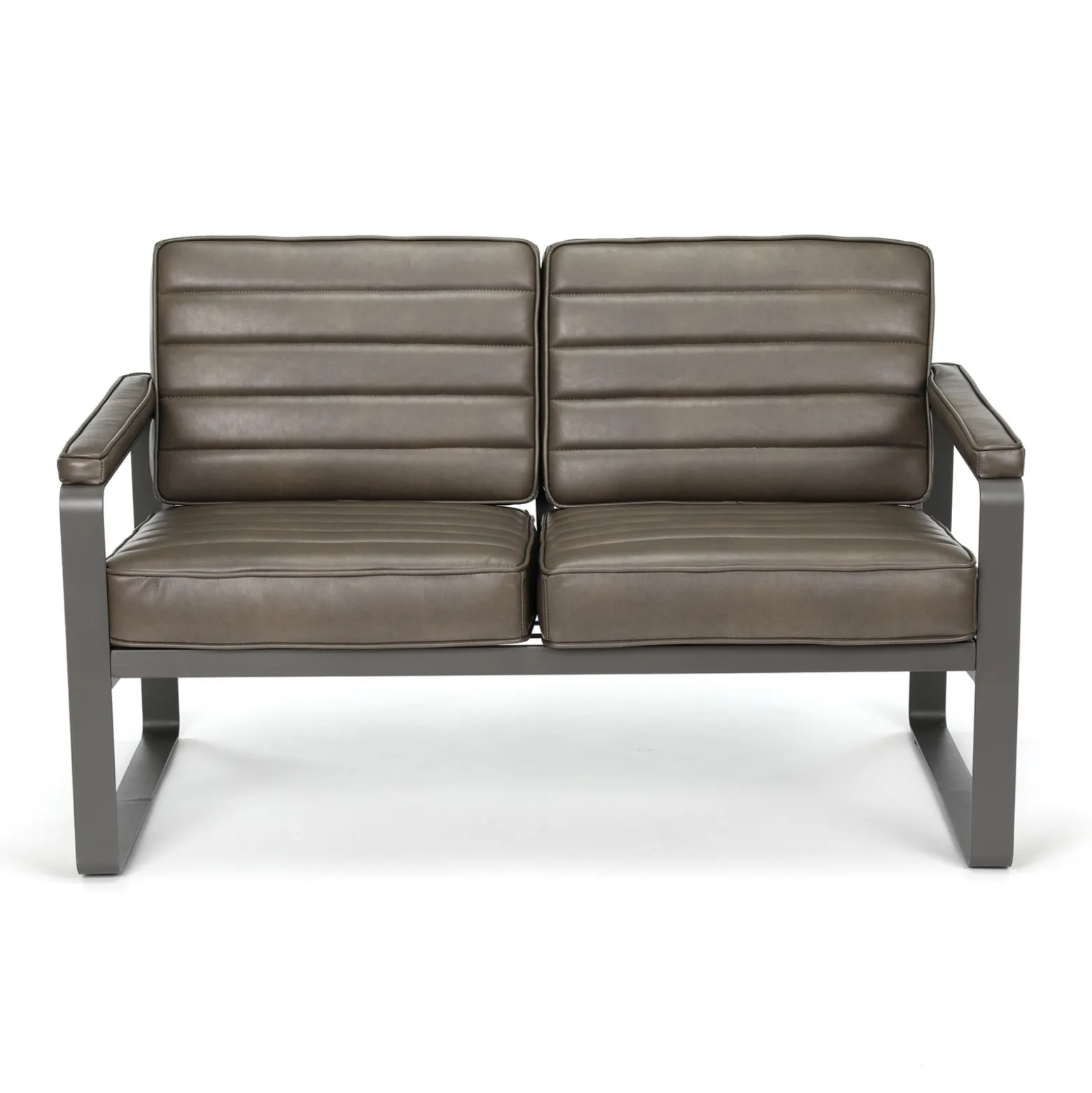Rivet Faux Leather 2 Seat Loveseat