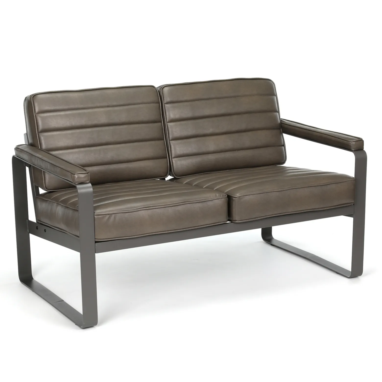 Rivet Faux Leather 2 Seat Loveseat