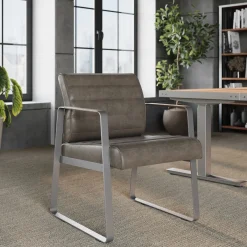 Rivet Faux Leather Guest Chair