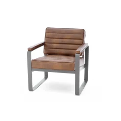 Rivet Faux Leather Lounge Chair