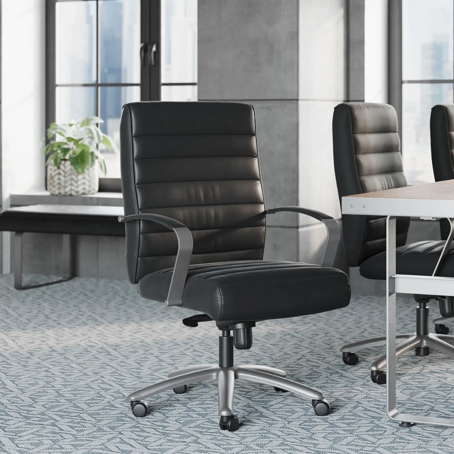 Rivet Faux Leather Mid-Back Office Chair