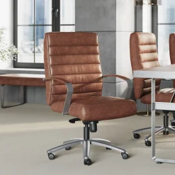 Rivet Faux Leather Mid-Back Office Chair